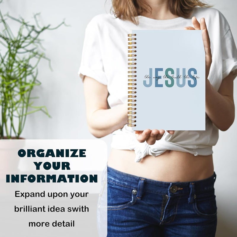 BearCake Boho Christian Notebook Journal, Christian Gifts for Women, Bible Notebooks for Note Taking, Bible Journaling Notebook, Jesus the Way the Truth the Life Hardcover Spiral Notebook 5.5x8.3 blue - Image 5